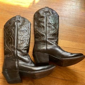 Morgan & Miller tall black cowboy boots size 7.5 good vintage condition